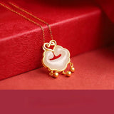 Natural Hetian Jade Ruyi Lock Pendant Necklace for Women Baby Pure 999 Chain