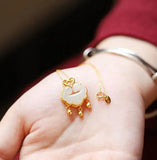 Natural Hetian Jade Ruyi Lock Pendant Necklace for Women Baby Pure 999 Chain