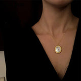 925 Silver Necklace Oval Shell Pendant Women's Jewelry