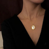 925 Silver Necklace Oval Shell Pendant Women's Jewelry