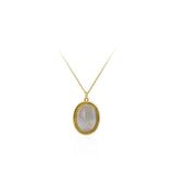 925 Silver Necklace Oval Shell Pendant Women's Jewelry