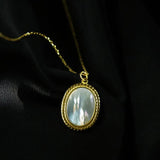 925 Silver Necklace Oval Shell Pendant Women's Jewelry