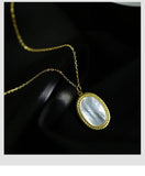 925 Silver Necklace Oval Shell Pendant Women's Jewelry