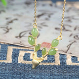 S925 Deer Necklace Rice Grain Hetian Jade Red Agate Sapphire Elk Pendant