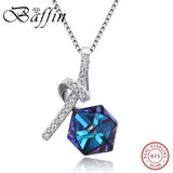 Cubic Pendant Necklace S925 Sterling Silver Chain Jewelry