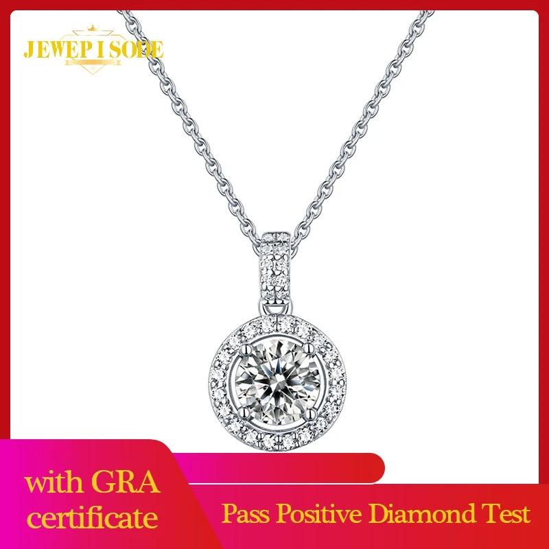 Real Moissanite Pendant Necklace 925 Sterling Silver Wedding Jewelry