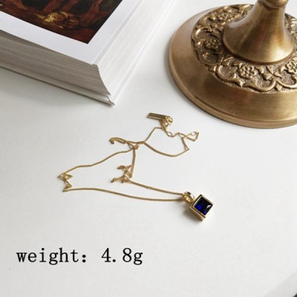 925 Silver Square Zircon Pendant Necklace Women