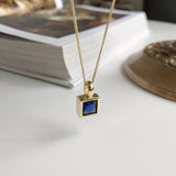 925 Silver Square Zircon Pendant Necklace Women
