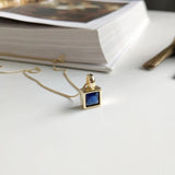 925 Silver Square Zircon Pendant Necklace Women