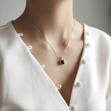 925 Silver Square Zircon Pendant Necklace Women
