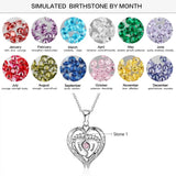 925 Silver Baby Feet Birthstone Necklace for Mom