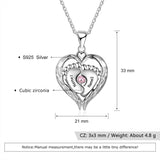 925 Silver Baby Feet Birthstone Necklace for Mom