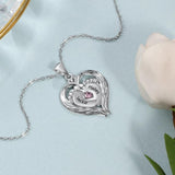 925 Silver Baby Feet Birthstone Necklace for Mom
