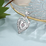 925 Silver Baby Feet Birthstone Necklace for Mom