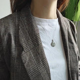 925 Silver Irregular Element Vintage Pendant Necklace for Women