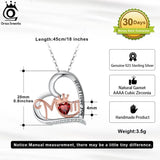 925 Silver Heart Pendant Necklace with Crown for Women