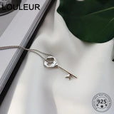 925 Silver Key Pendant Bead Chain Necklace for Women