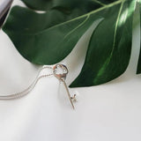 925 Silver Key Pendant Bead Chain Necklace for Women