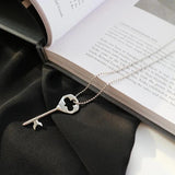 925 Silver Key Pendant Bead Chain Necklace for Women