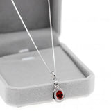 Garnet Pendant Necklace, 925 Silver, January Birthstone Gemstone Jewelry