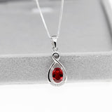 Garnet Pendant Necklace, 925 Silver, January Birthstone Gemstone Jewelry