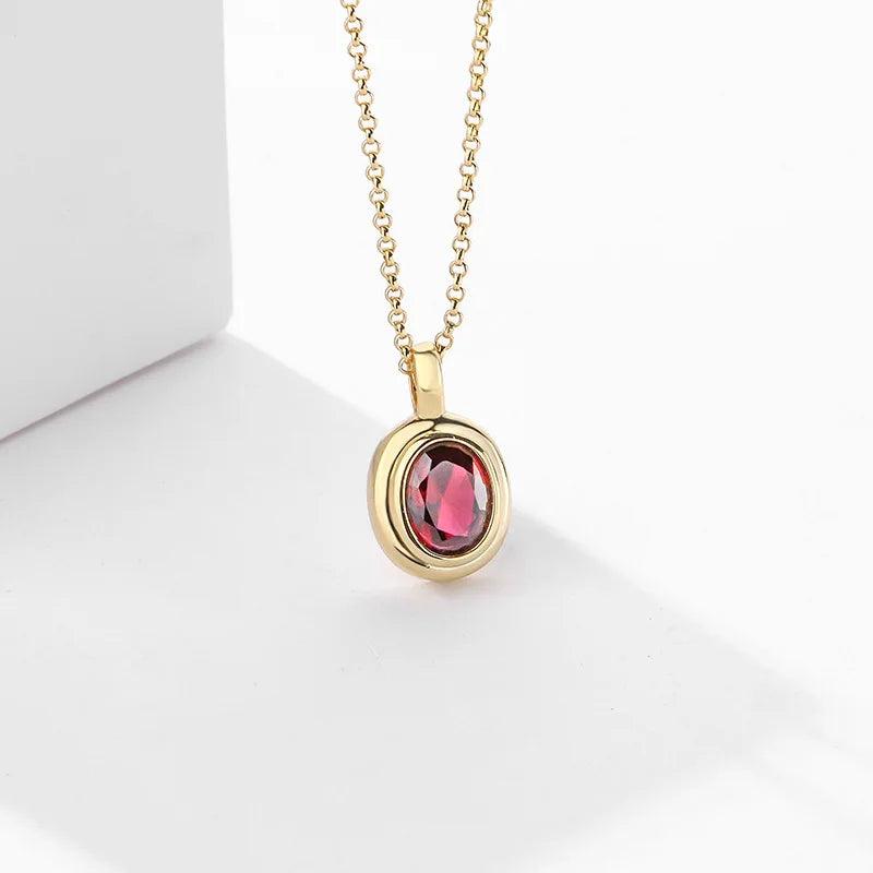 925 Silver Red/Green Zircon Pendant Necklace Women's Fine Jewelry