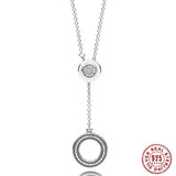 925 Silver T-bar Heart Two-tone Circles Daisy Flower Necklace