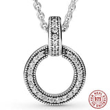 925 Silver T-bar Heart Two-tone Circles Daisy Flower Necklace