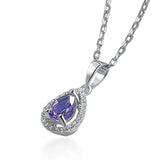 Vintage Amethyst Pendant Necklace 925 Silver
