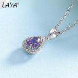 Vintage Amethyst Pendant Necklace 925 Silver