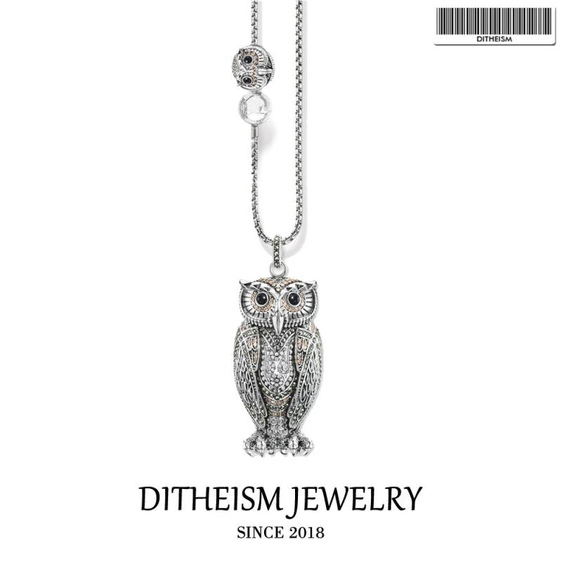 925 Sterling Silver Big and Small Owl Link Chain Necklace, Romantic Gift