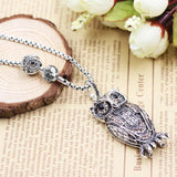 925 Sterling Silver Big and Small Owl Link Chain Necklace, Romantic Gift