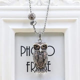 925 Sterling Silver Big and Small Owl Link Chain Necklace, Romantic Gift