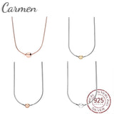 925 Sterling Silver Snake Chain Necklace with Clasp for Women