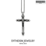 Skull Cross Pave 925 Silver Necklace, Vintage Gift For Men Women