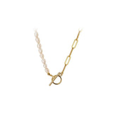 925 Sterling Silver Pearl Asymmetry Choker Necklace for Women