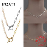 925 Sterling Silver Pearl Asymmetry Choker Necklace for Women