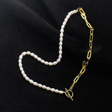 925 Sterling Silver Pearl Asymmetry Choker Necklace for Women