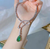 Water Drop Necklace Flash Diamond Emerald Clavicle