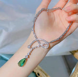 Water Drop Necklace Flash Diamond Emerald Clavicle