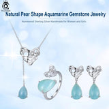 925 Silver Heart Pendant Necklace with Natural Aquamarine