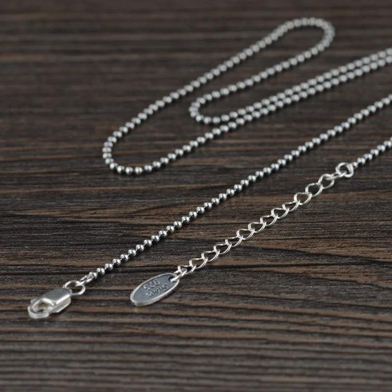 925 Silver Round Beads Necklace for Women Jewelry 1.5mm Thickness
