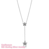 925 Sterling Silver Dazzling Daisies Clear CZ Necklace