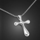 Vintage 925 Sterling Silver Cross Pendant Necklace Solid Choker Jewelry
