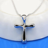 Vintage 925 Sterling Silver Cross Pendant Necklace Solid Choker Jewelry