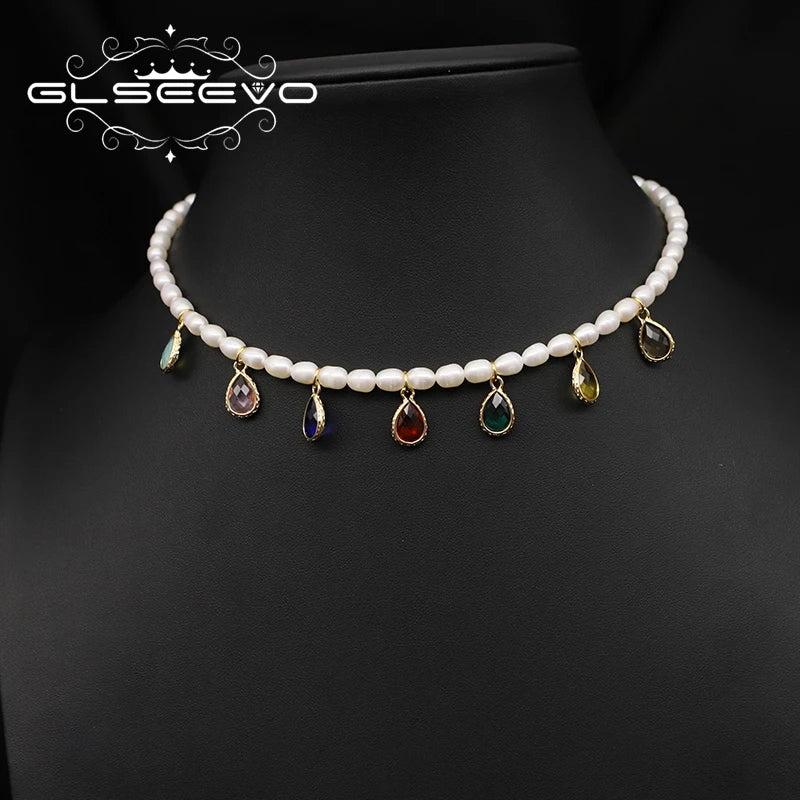 Colorful Water Droplets Pearl Pendant Necklace for Women
