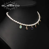 Colorful Water Droplets Pearl Pendant Necklace for Women
