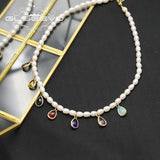 Colorful Water Droplets Pearl Pendant Necklace for Women