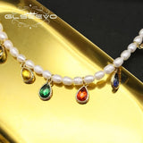 Colorful Water Droplets Pearl Pendant Necklace for Women