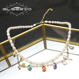 Colorful Water Droplets Pearl Pendant Necklace for Women